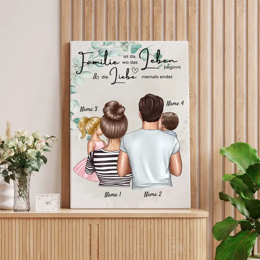 Where Love Never Ends - Gepersonaliseerd Familiecanvas (Ouders met kinderen)