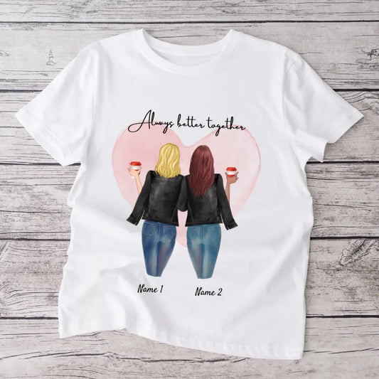 Leren jas met drankje voor beste vrienden - Gepersonaliseerd T-shirt (2-3 personen)