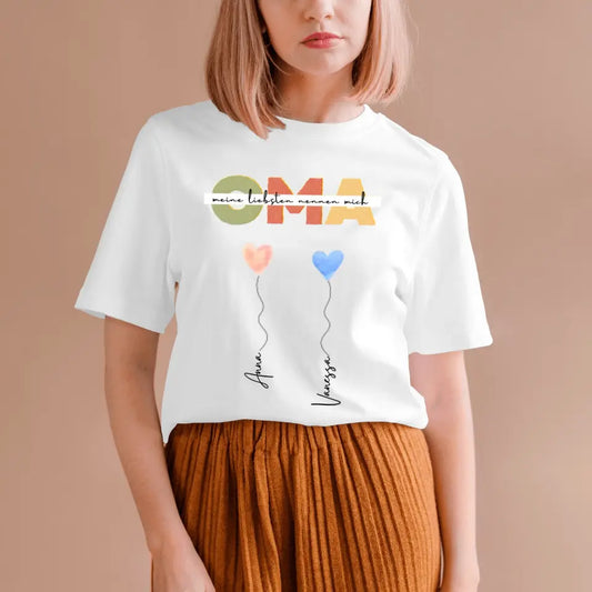 Mes proches m'appellent OMA - T-shirt personnalisé grand-mère avec petits-enfants (100% coton, unisexe)