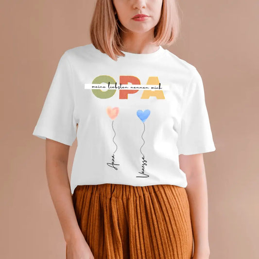 Mes proches m'appellent OPA - T-shirt personnalisé Grand-père avec petits-enfants (100% coton, unisexe)