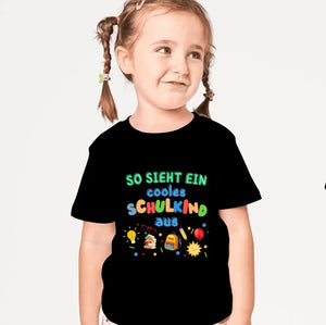 Zo ziet een cool schoolkind eruit - Gepersonaliseerd T-shirt voor kinderen die naar school gaan (100% katoen)