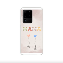 Afbeelding in Gallery-weergave laden, Mijn dierbaren noemen me MAMA - Gepersonaliseerd hoesje voor mobiele telefoon hartballonnen
