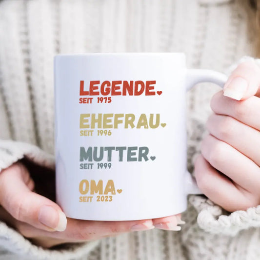 Mamie, Légende depuis - Mug personnalisé pour mères, grands-mères (mère depuis, grand-mère depuis, années)