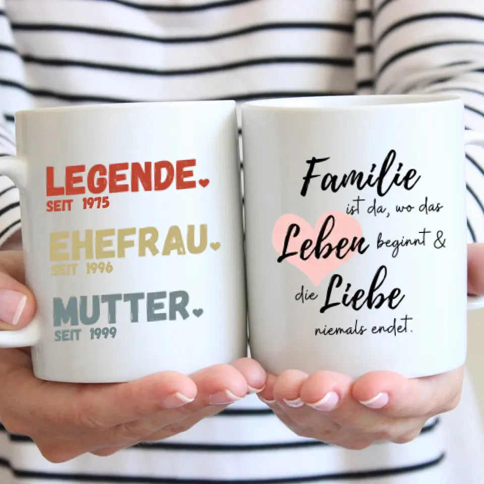 Maman, légende depuis - Mug personnalisé pour mères, épouses, grands-mères (Maman depuis, Grand-mère depuis, Années)