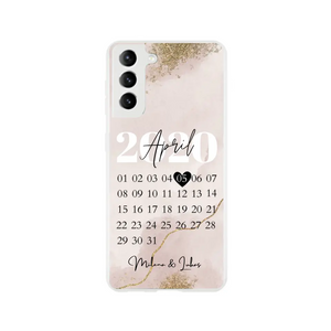 Notre date - Coque personnalisée pour téléphone portable couple (anniversaire, anniversaire de mariage, anniversaire de rencontre, etc.)