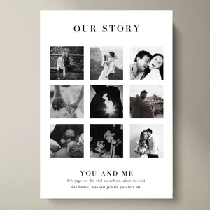 "Our Story" Toile de collage photo personnalisée pour couple, ton partenaire