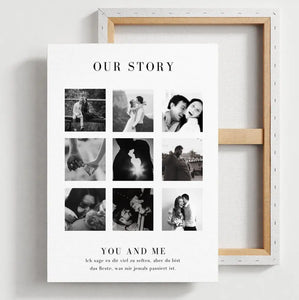 "Our Story" Toile de collage photo personnalisée pour couple, ton partenaire