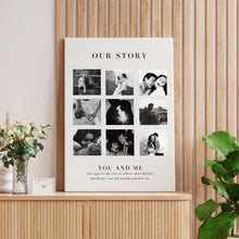 Afbeelding in Gallery-weergave laden, &quot;Our Story&quot; Gepersonaliseerd fotocollage op canvas voor koppels, je partner
