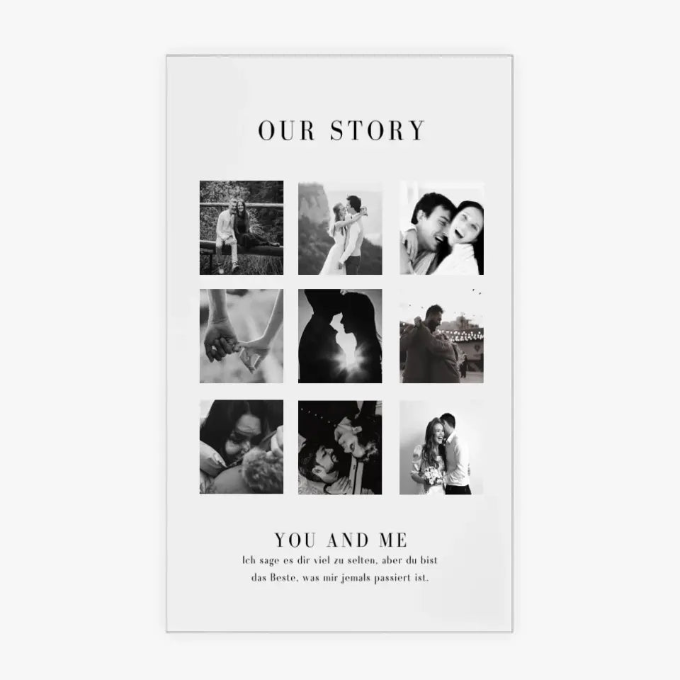 "Ons Verhaal" Gepersonaliseerd Paar Acrylglas Cover - Fotocollage (4-9 afbeeldingen)