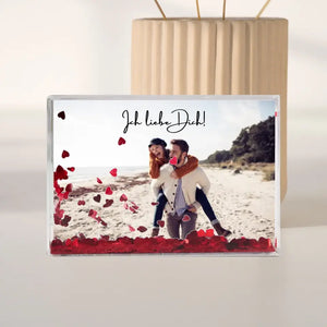 Cadre à secouer personnalisé - Meilleur Couple, Cadeau Boule à Neige, Confettis Cœur - Télécharger votre propre photo