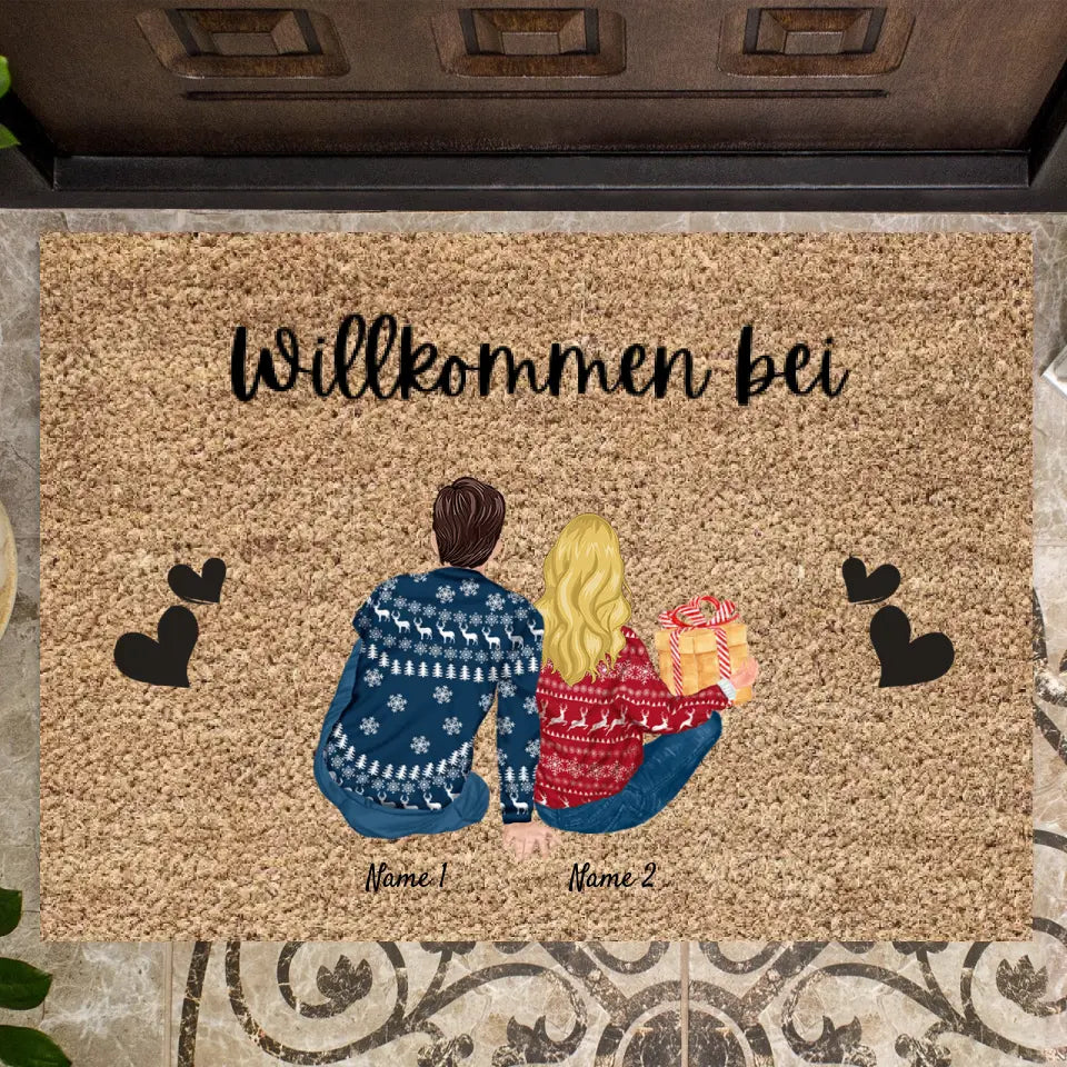 Beste koppel met Kerstmis - Gepersonaliseerde deurmat voor binnen & buiten