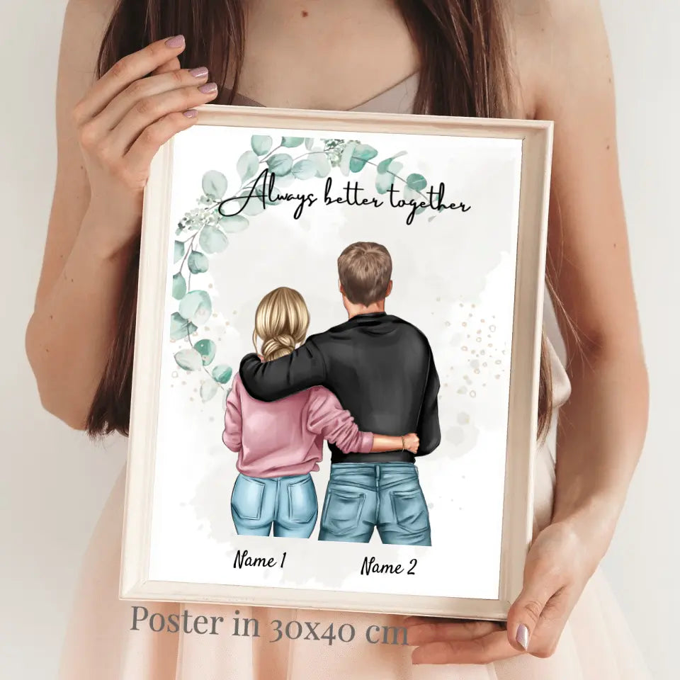 Meilleur couple - Poster Personnalisé (femme avec homme)