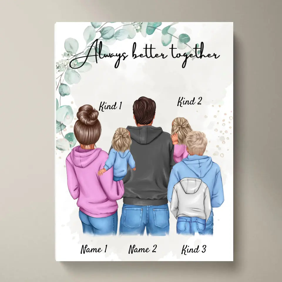 Ma famille Poster - Poster personnalisé (1-4 enfants) – Uniheart