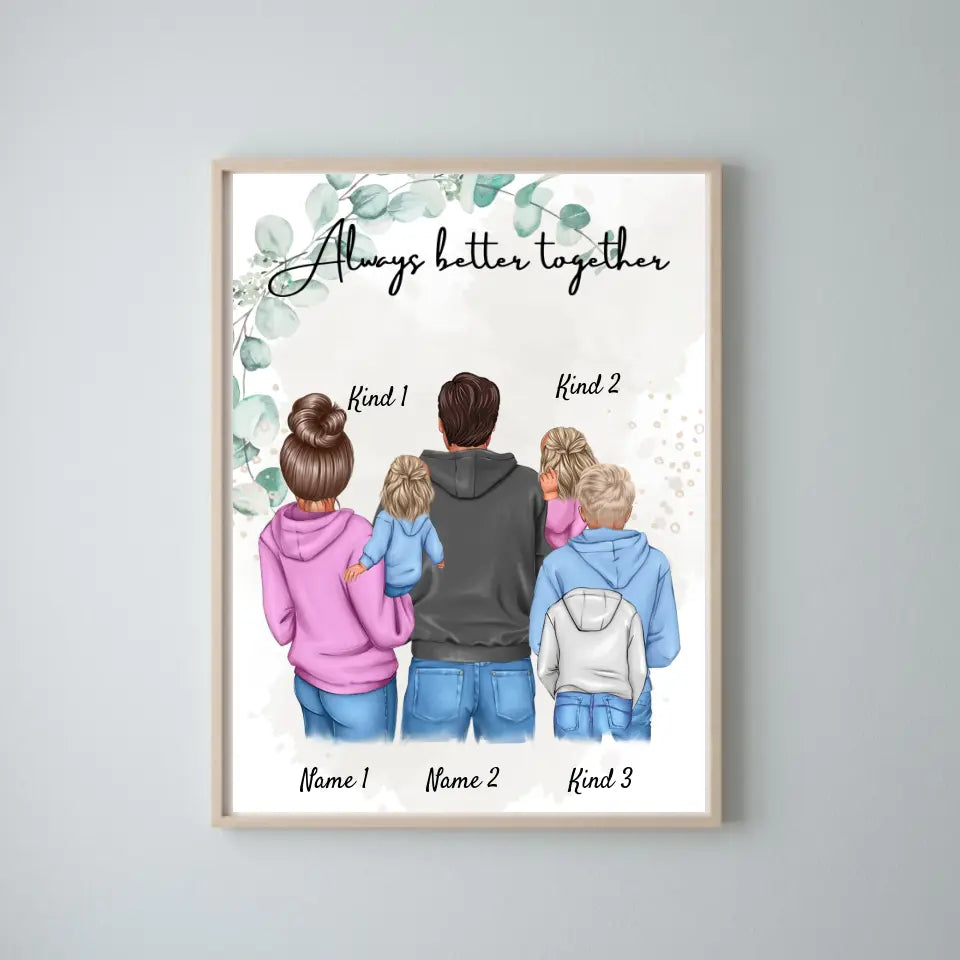 Ma famille Poster - Poster personnalisé (1-4 enfants)