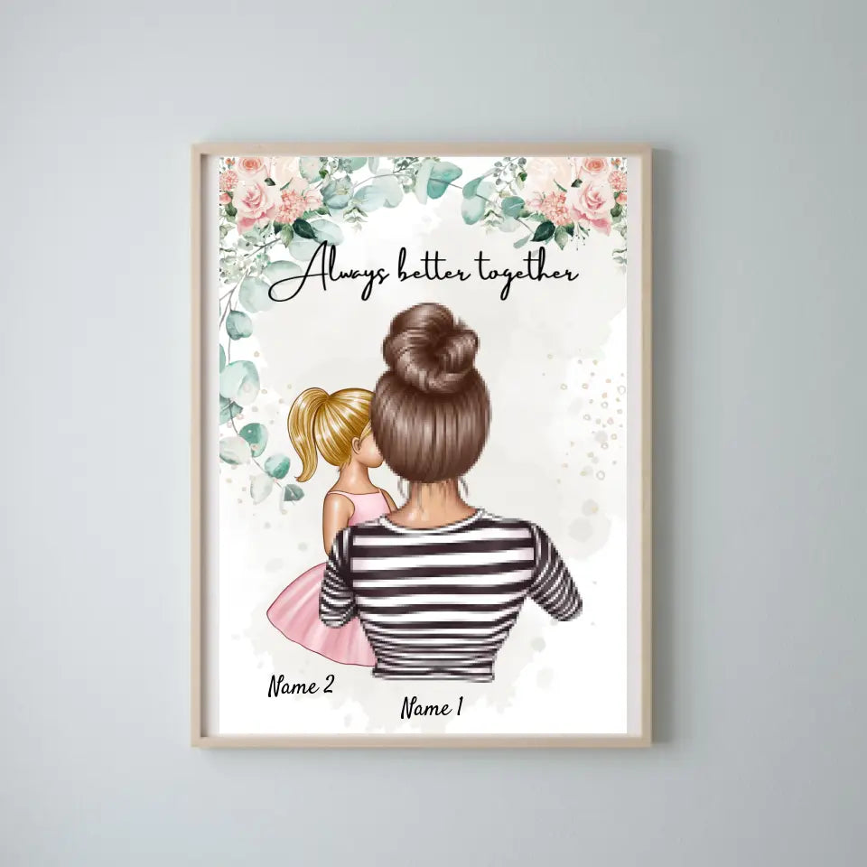 Meilleure maman - Poster Personnalisé (femme avec 1 ou 2 enfants)