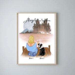 Maîtresse avec animal - Poster Personnalisé (Femme avec 1-2 chats ou chiens)