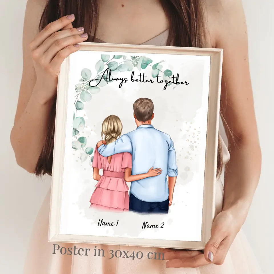 Koppel omhelzing - Persoonlijke Poster (Man & Vrouw)