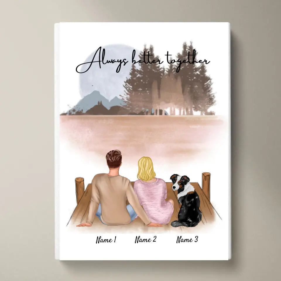 Couple avec animal de compagnie - Poster personnalisé (chien, chat)