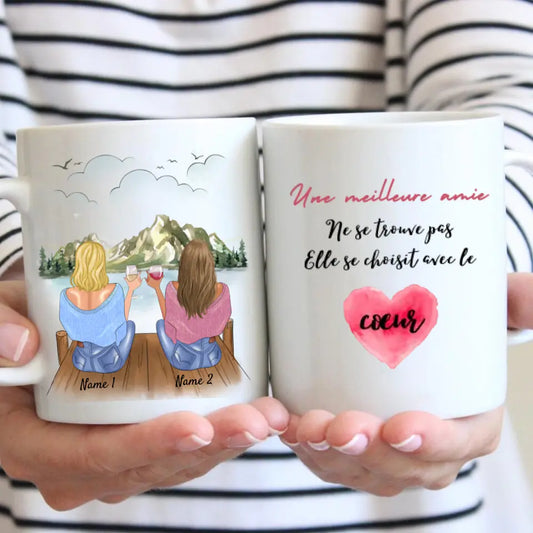 Une meilleure amie ne se troue pas elle se choisit avec le coeur - Mug personnalisé (2-4 amies)