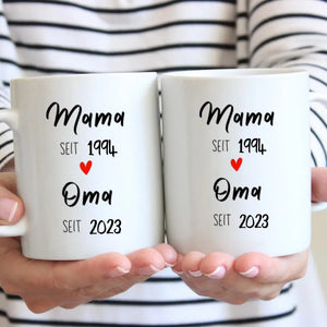 De maman à grand-mère - Mug personnalisé pour l'annonce (Maman depuis, Grand-mère depuis, Anniversaires)