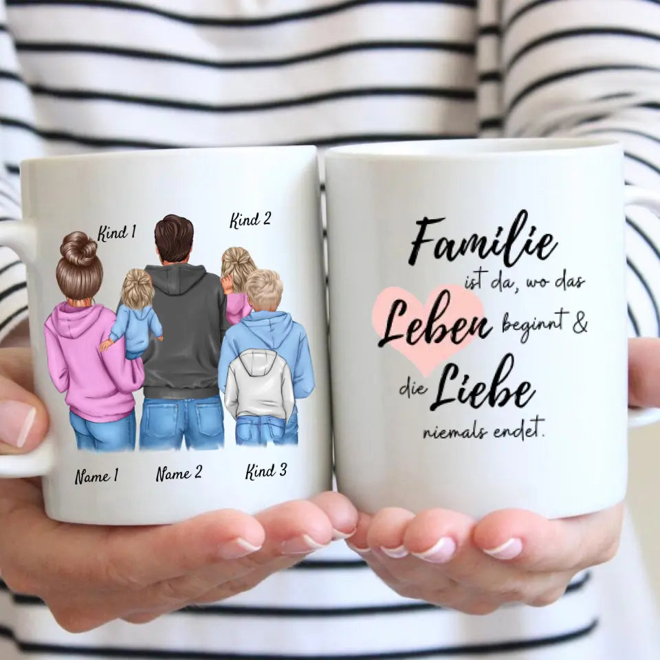 Ma famille - Mug personnalisé (1-4 enfants)