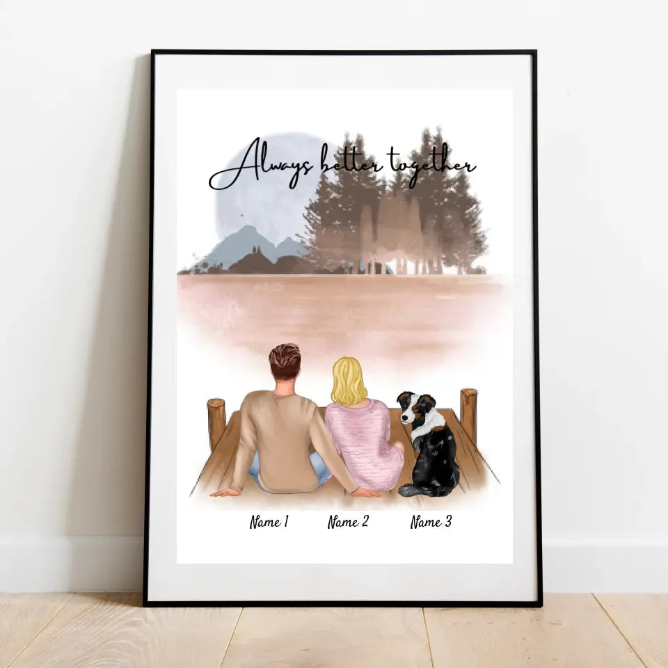 Couple avec animal de compagnie - Poster Personnalisé (Couple avec chien ou chat)