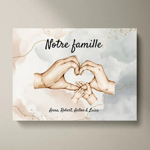 Toile gepersonaliseerde "Notre famille" (2-8 personen, huisdieren)