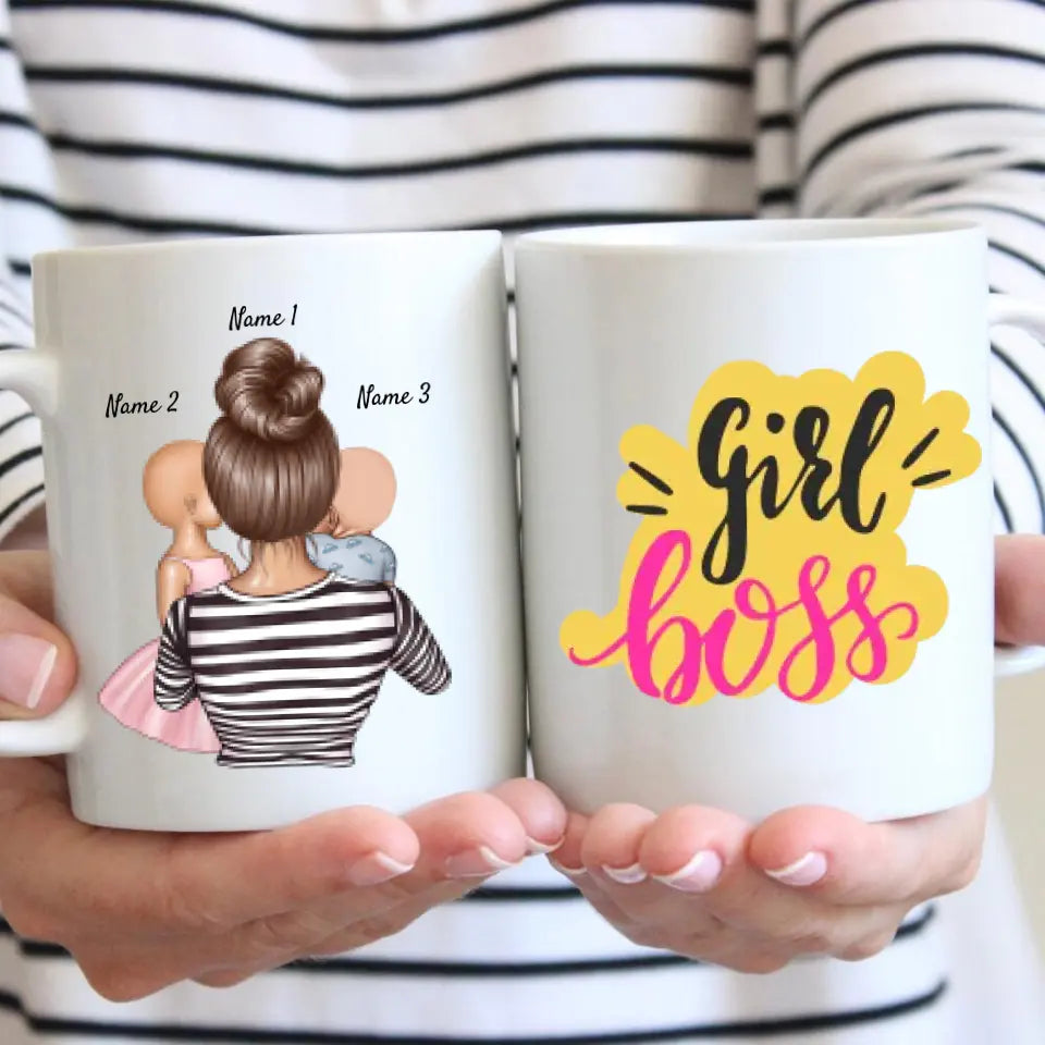 Girl Boss Mama - Mug personnalisé (mère avec enfants)