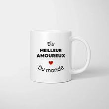 Charger l&#39;image dans la galerie, Élu meilleur amoureux du monde -  Mug personnalisé pour couple (homme &amp; femme)
