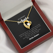 Charger l&#39;image dans la galerie, Last Love - Collier avec pendentif coeur doré et carte cadeau personnalisée (cadeau Saint Valentin)
