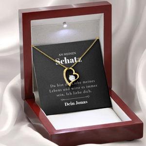 Love of My Life - Ketting met gouden harthanger en gepersonaliseerde kaart (Valentijnsdagcadeau)