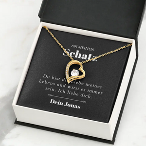 Love of My Life - Ketting met gouden harthanger en gepersonaliseerde kaart (Valentijnsdagcadeau)