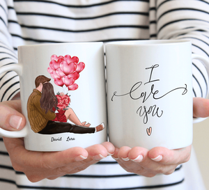 My Valentine "Je t'aime tous les jours" - Tasse de couple personnalisée avec dicton (Cadeau romantique) 