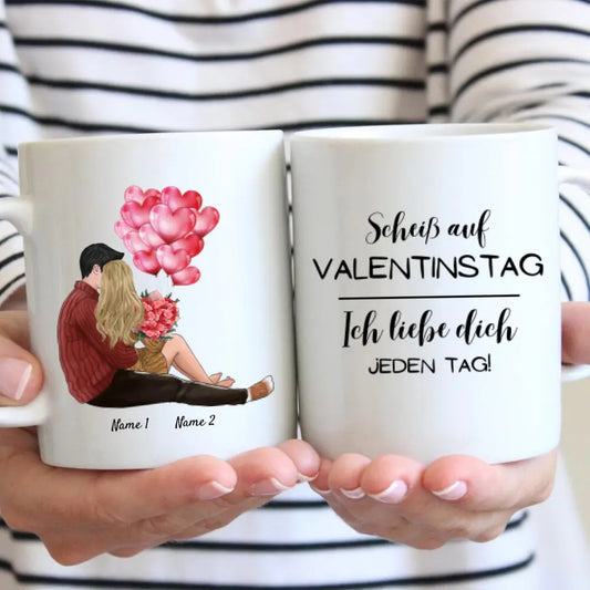 Mijn Valentijn "Ik hou elke dag van je" - Gepersonaliseerde koppelmok met spreuk (romatisch cadeau)