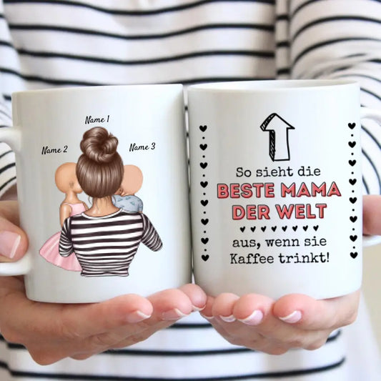 Tasse à café Best Mom - Tasse personnalisée (Femme avec 1-4 enfants) 