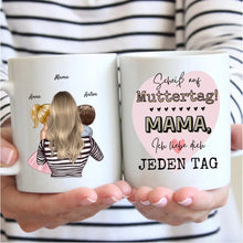 Afbeelding in Gallery-weergave laden, Scheiß auf Muttertag, Ich liebe dich jeden Tag - Personalisierte Tasse (Frau mit 1-4 Kinder)
