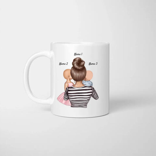 Maman poule (le vrai) - Mug personnalisé (1-4 enfants, adolescents)