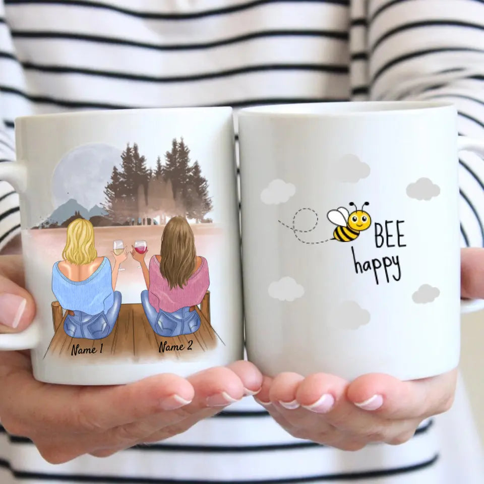 Bee Happy - Mug personnalisé pour amis et collègues (2-4 personnes) 