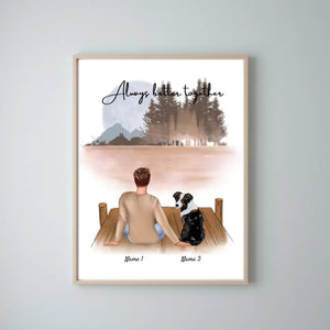 Man met huisdier (hond of kat) - Persoonlijke Poster (Man met hond of kat)