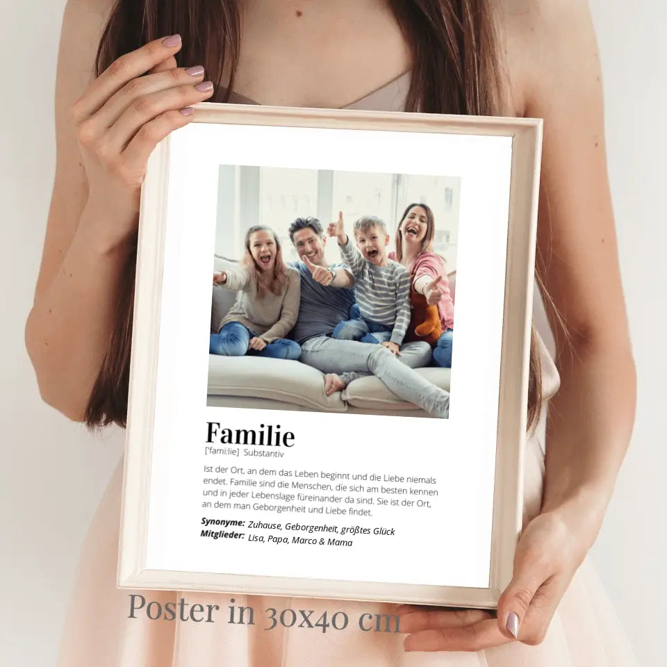 Fotoposter "Definitie" - Persoonlijk geschenk "Familie".