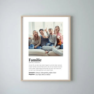 Fotoposter "Definitie" - Persoonlijk geschenk "Familie".