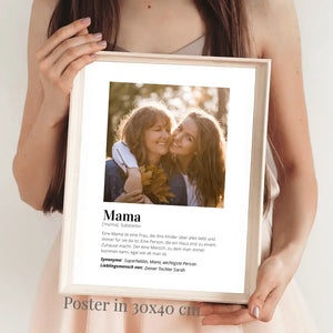 Poster photo "Définition" - Cadeau personnalisé Maman