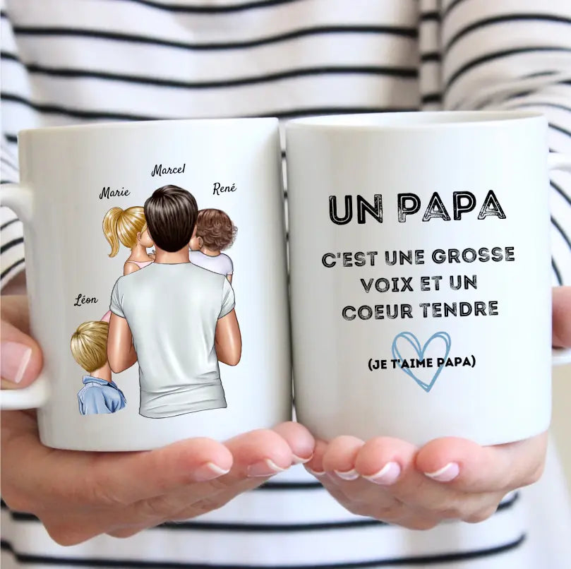 Voor zowel kinderen als een SUPER PAPA - gepersonaliseerde mok (1-4 kinderen)