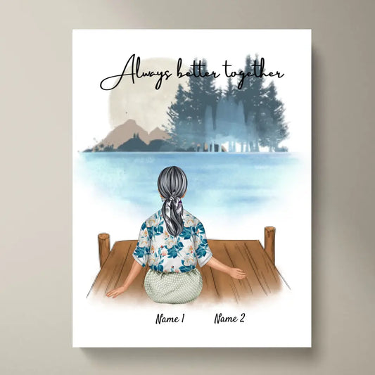 Grand-mère préférée avec ses petits-enfants - Poster Personnalisé (1-2 petits-enfants)