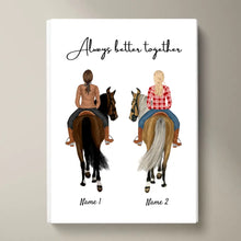 Afbeelding in Gallery-weergave laden, Paardenvriendinnen - Persoonlijke Poster voor vrouwelijke ruiters (1-3 personen)
