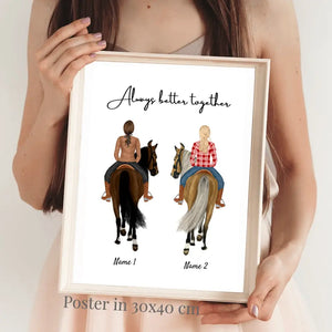 Paardenvriendinnen - Persoonlijke Poster voor vrouwelijke ruiters (1-3 personen)