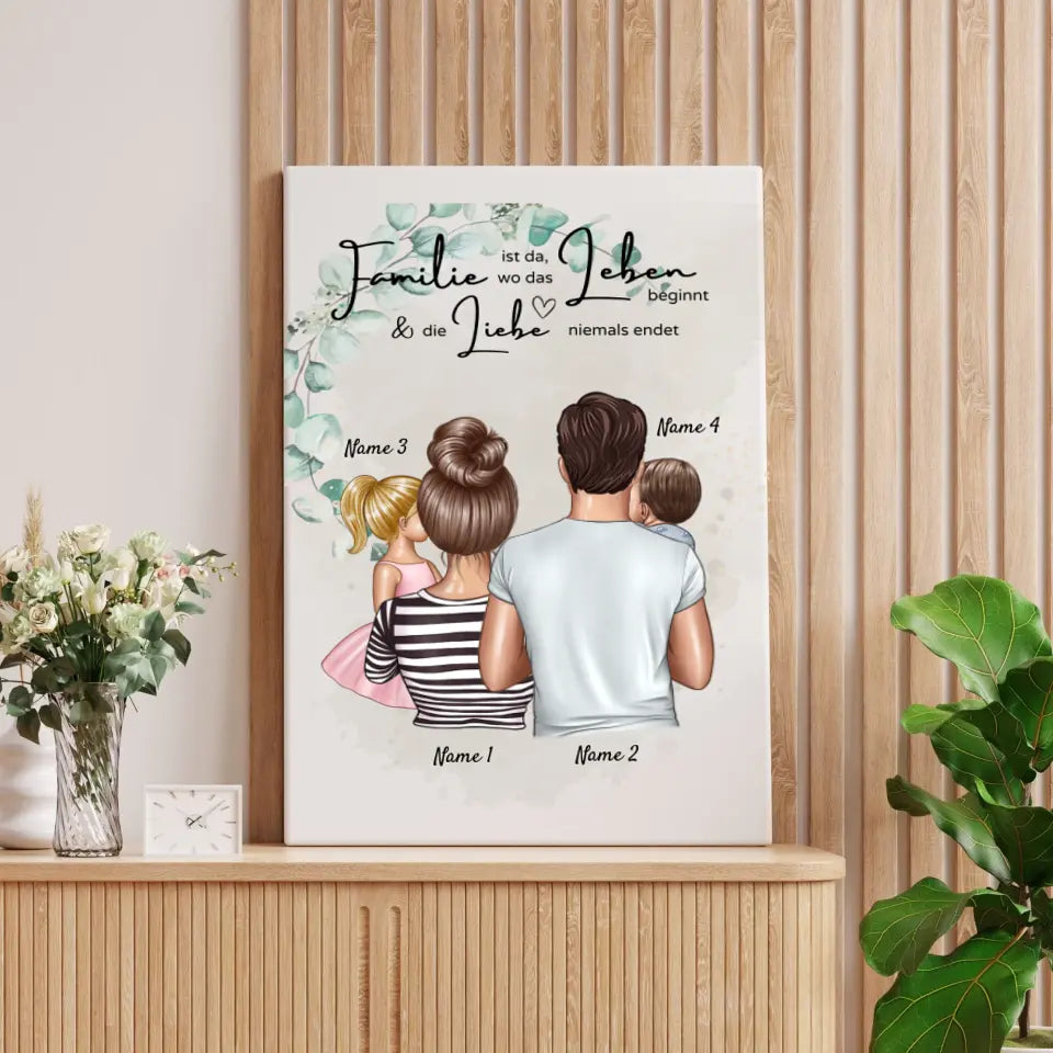 La plus belle façon est ensemble - Affiche familiale personnalisée (parents de 1 à 4 enfants) 