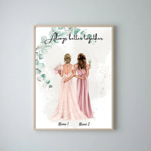 Afbeelding in Gallery-weergave laden, Bruid met Bruidsmeisje - Persoonlijke Verloving/Huwelijk Poster
