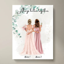 Afbeelding in Gallery-weergave laden, Bruid met Bruidsmeisje - Persoonlijke Verloving/Huwelijk Poster

