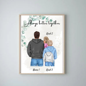 Beste papa poster - Persoonlijke poster (1-4 kinderen, tieners)